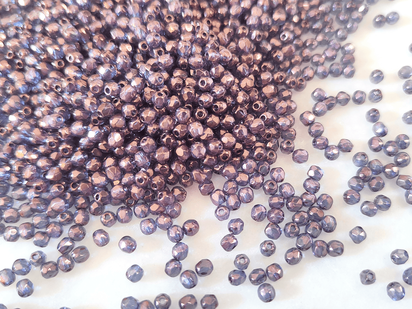 3mm fire-polished beads -  blue & purple luster