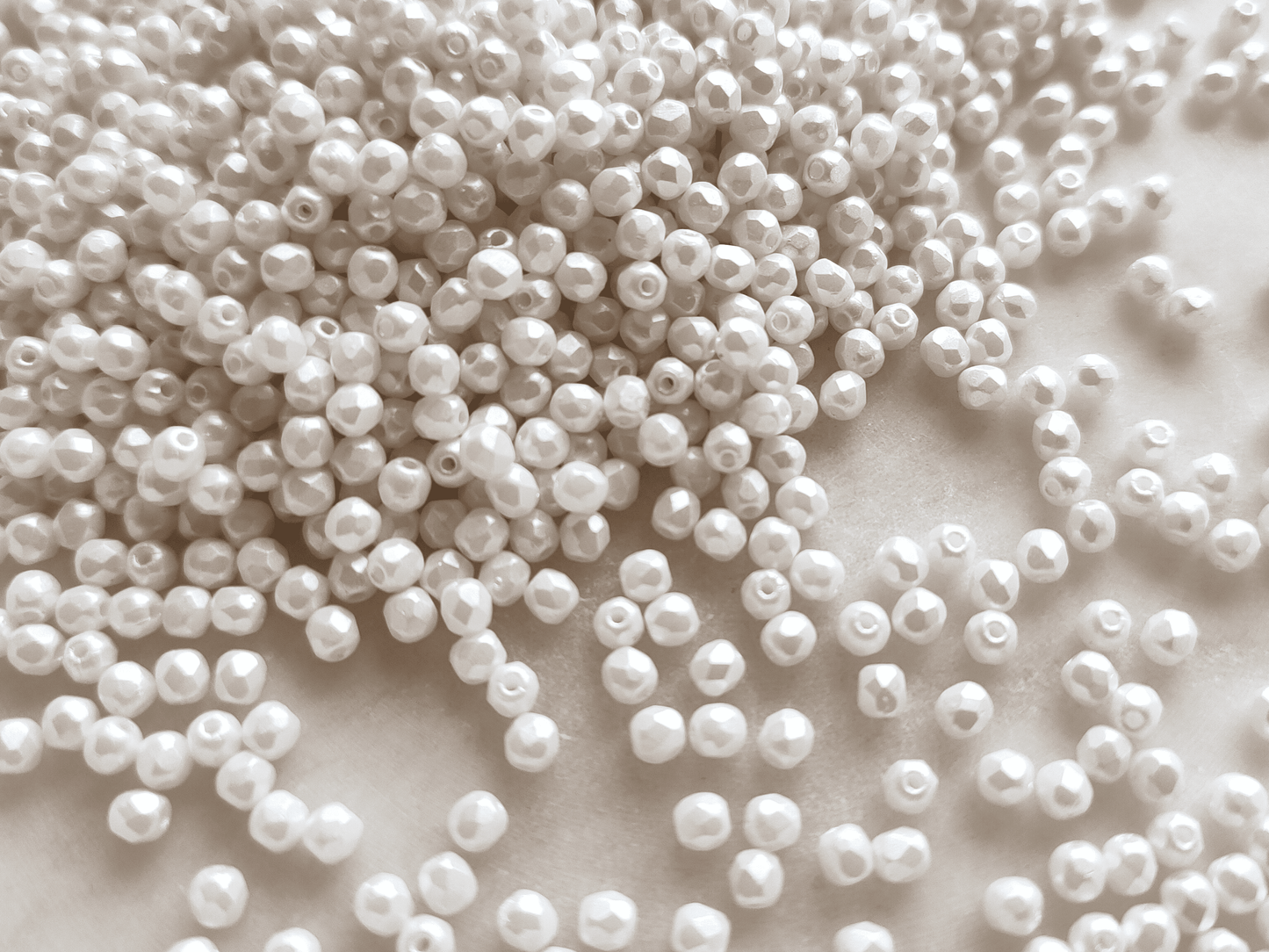 3mm fire-polished beads - white pearlescent