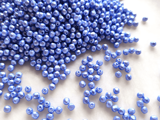 3mm fire-polished beads - medium violet pearlescent