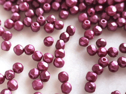 3mm fire-polished beads - warm dark purple pearlescent
