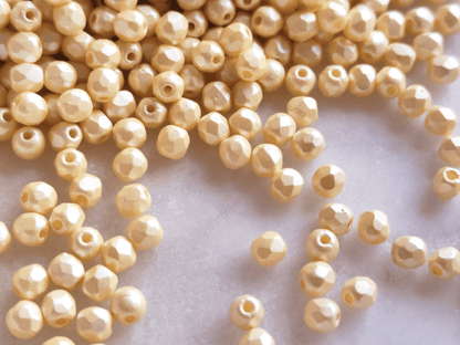 3mm fire-polished beads - eggshell pearlescent