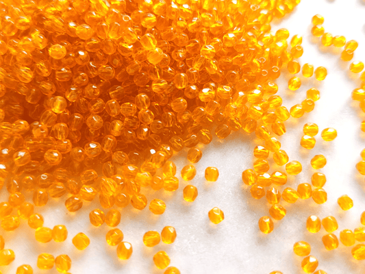 3mm fire-polished beads -  vibrant orange