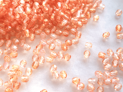 3mm Glasschliffperlen - ombre Farblos & Orange