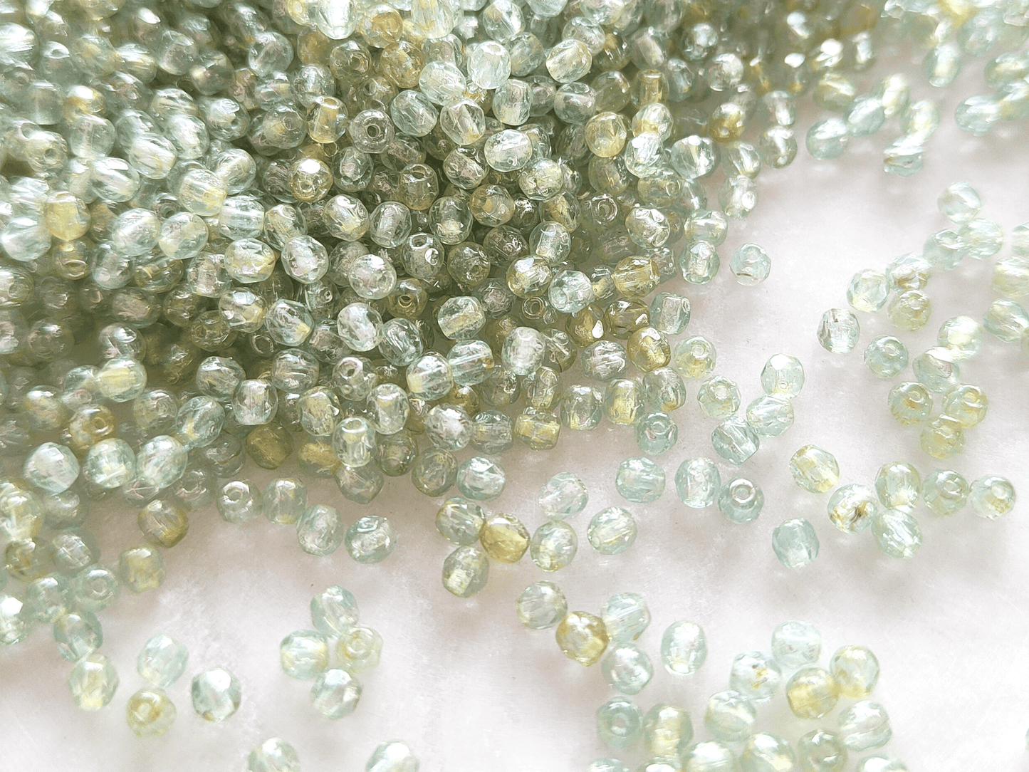 3mm fire-polished beads -  pastel mint green & yellow