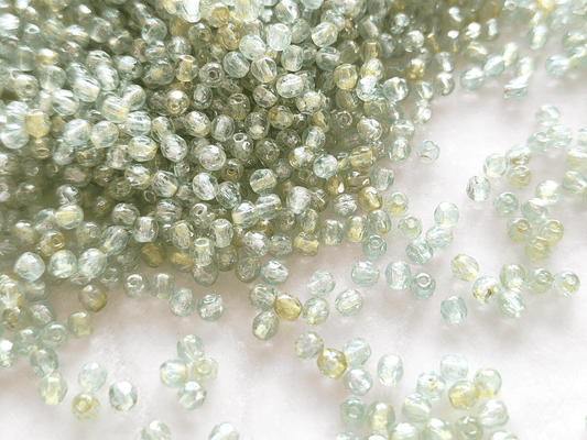 3mm fire-polished beads -  pastel mint green & yellow