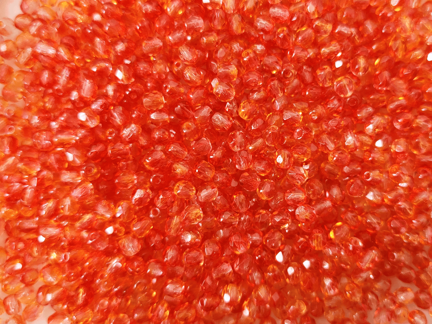 4mm fire-polished beads - ombre orange & red