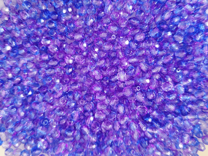 4mm fire-polished beads - ombre purple & blue