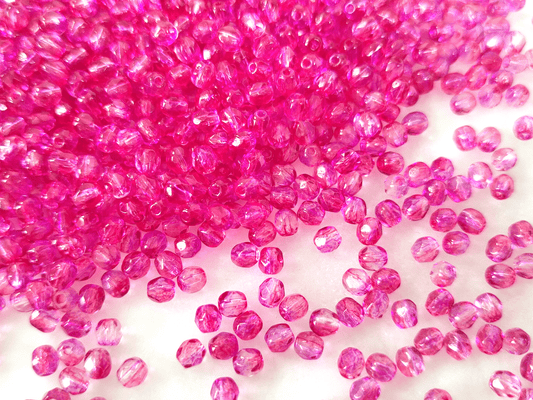 4mm fire-polished beads - ombre pink & red