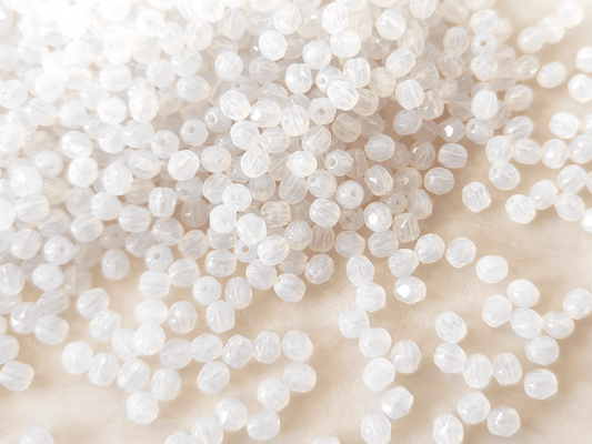 4mm fire-polished beads - milky white