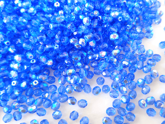 4mm fire-polished beads - milky white