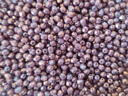 4mm Glasschliffperlen - Dunkellila Luster