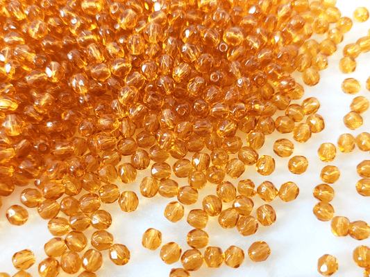 4mm fire-polished beads - deep orange