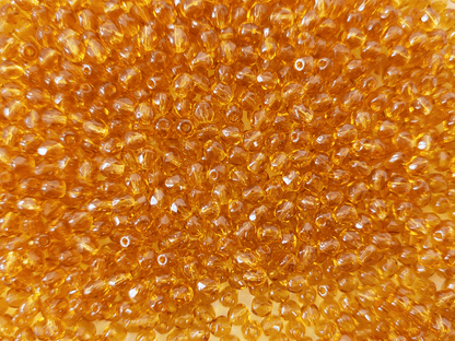 4mm fire-polished beads - deep orange