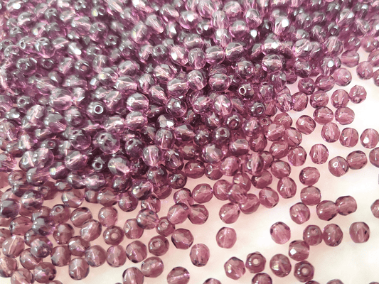 4mm fire-polished beads - dark purple