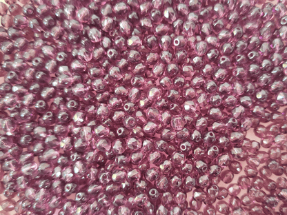 4mm Glasschliffperlen - Dunkellila