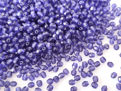 4mm Glasschliffperlen - dunkles Violett