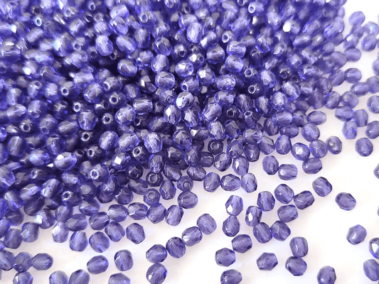 4mm fire-polished beads - dark violet