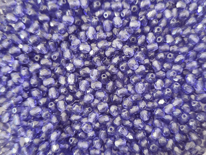 4mm Glasschliffperlen - dunkles Violett