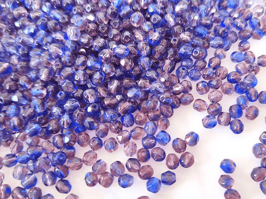 4mm fire-polished beads - purple & blue