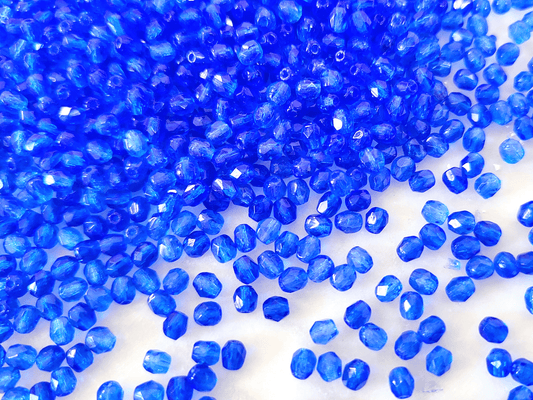 4mm fire-polished beads - royal blue
