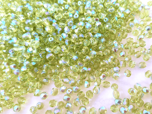4mm fire-polished beads - light green AB