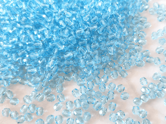 4mm fire-polished beads - light blue