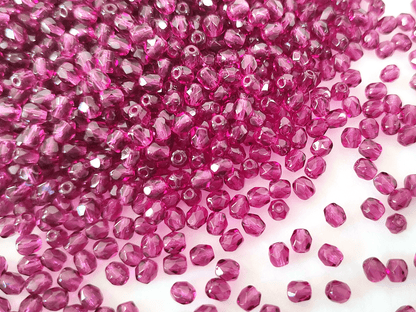 4mm Glasschliffperlen - warmes Dunkellila