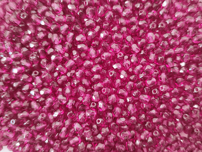 4mm Glasschliffperlen - warmes Dunkellila
