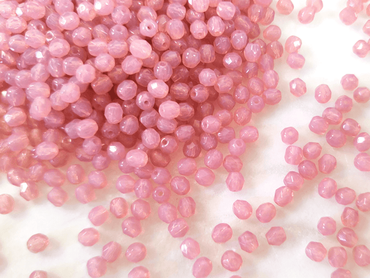 4mm fire-polished beads - milky light pink
