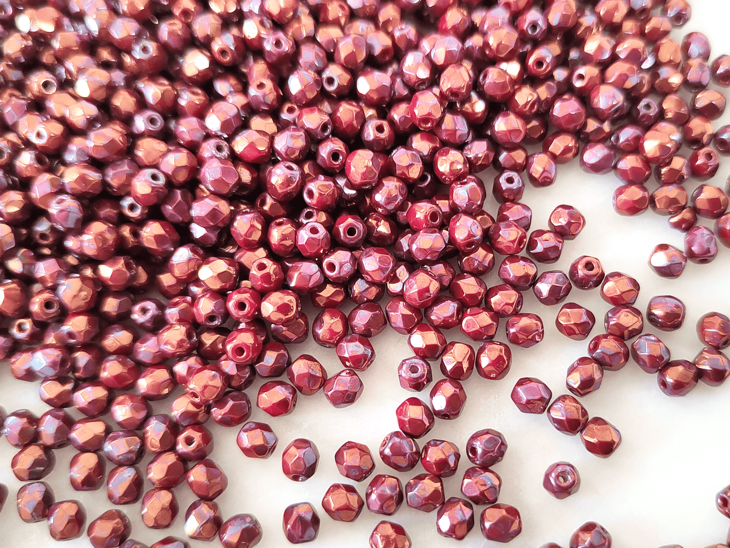 4mm fire-polished beads - maroon luster