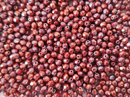 4mm fire-polished beads - maroon luster