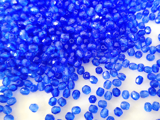 4mm fire-polished beads - dark royal blue