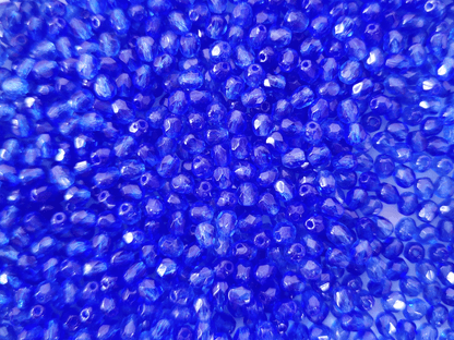 4mm Glasschliffperlen - dunkles Königsblau
