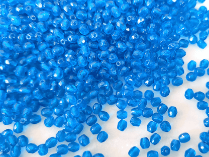4mm Glasschliffperlen - Karibikblau