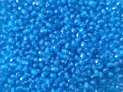 4mm Glasschliffperlen - Karibikblau