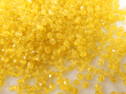 4mm Glasschliffperlen - Zitronengelb