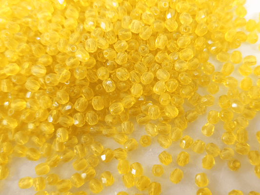 4mm fire-polished beads - lemon yellow