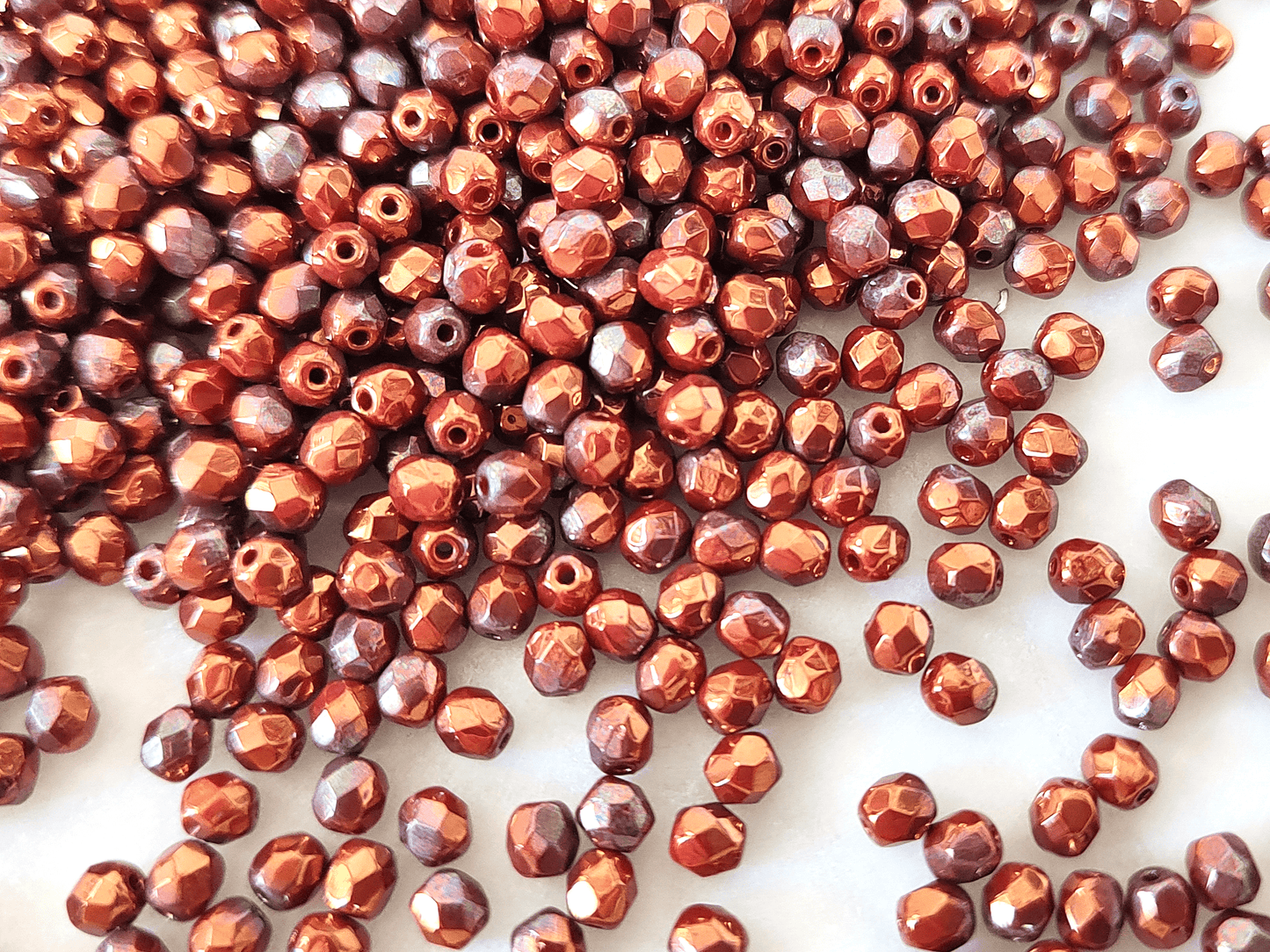 4mm fire-polished beads - brown luster