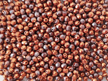 4mm fire-polished beads - brown luster
