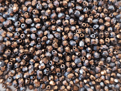 4mm fire-polished beads - dark bronze