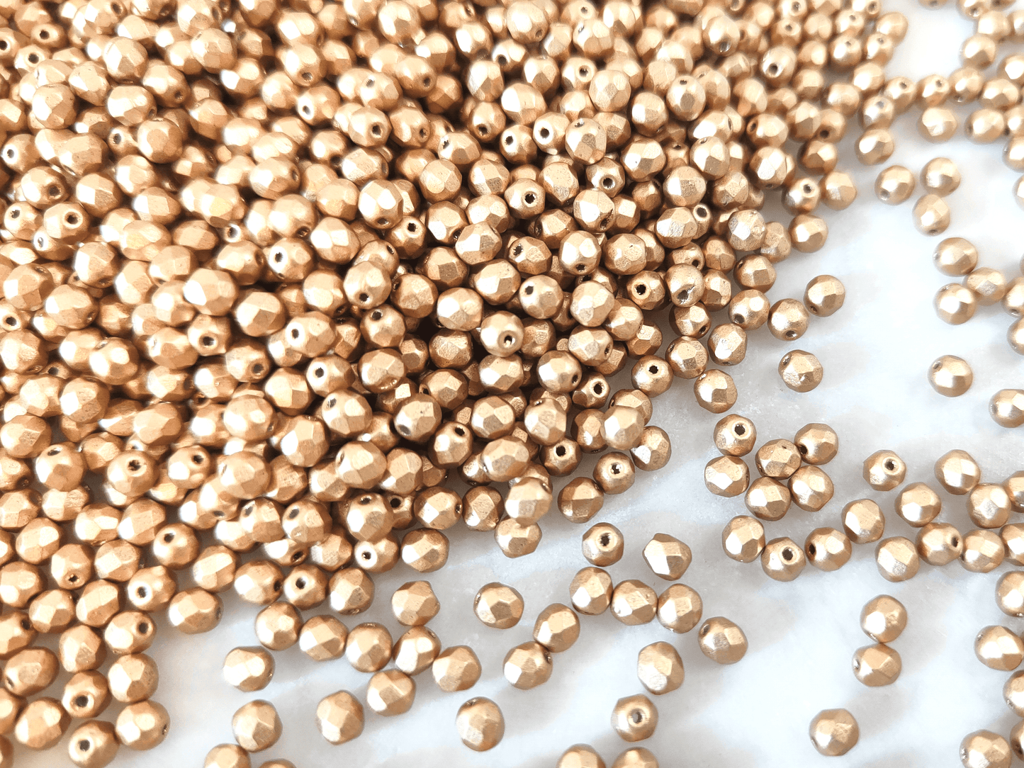 4mm fire-polished beads - matt gold