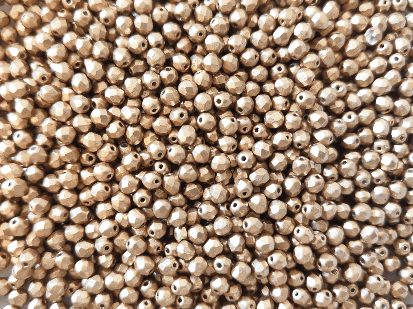 4mm fire-polished beads - matt gold