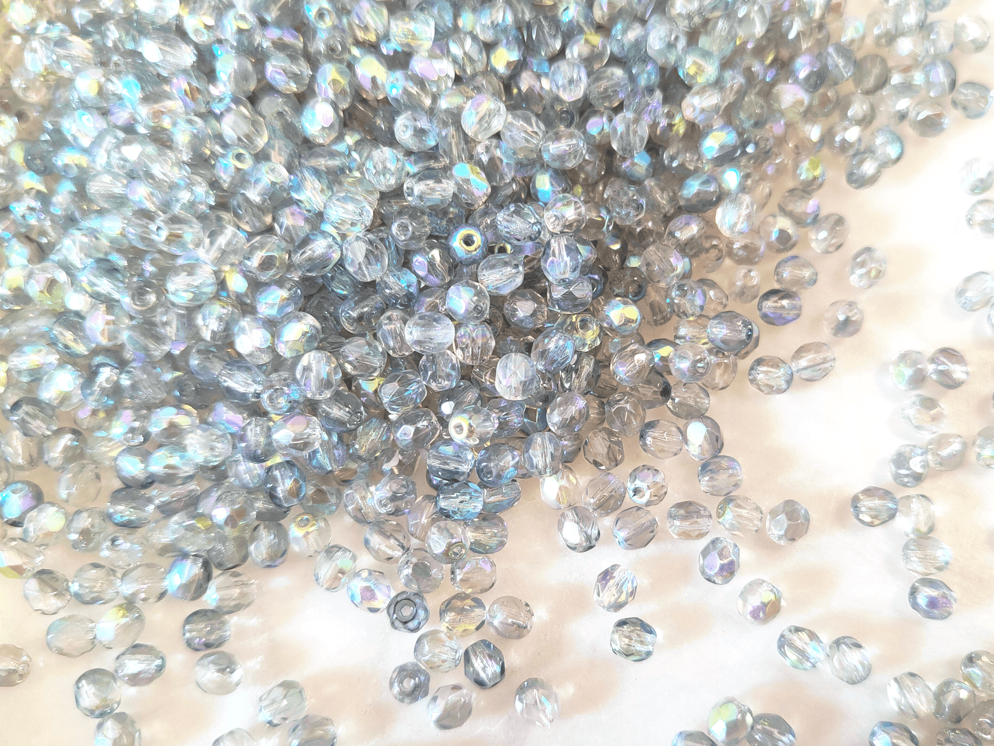 4mm fire-polished beads - light gray AB