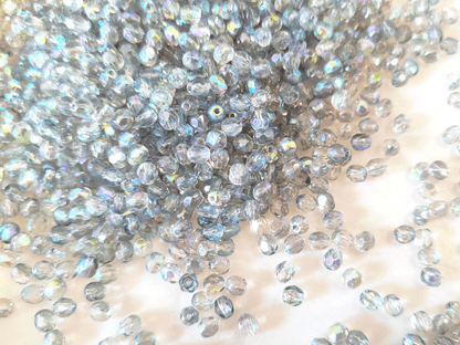 4mm fire-polished beads - light gray AB