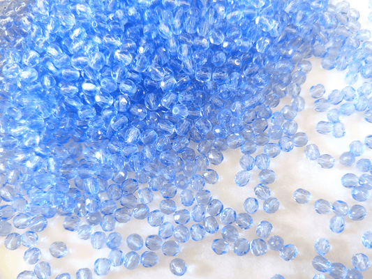 4mm Glasschliffperlen - kaltes Blau