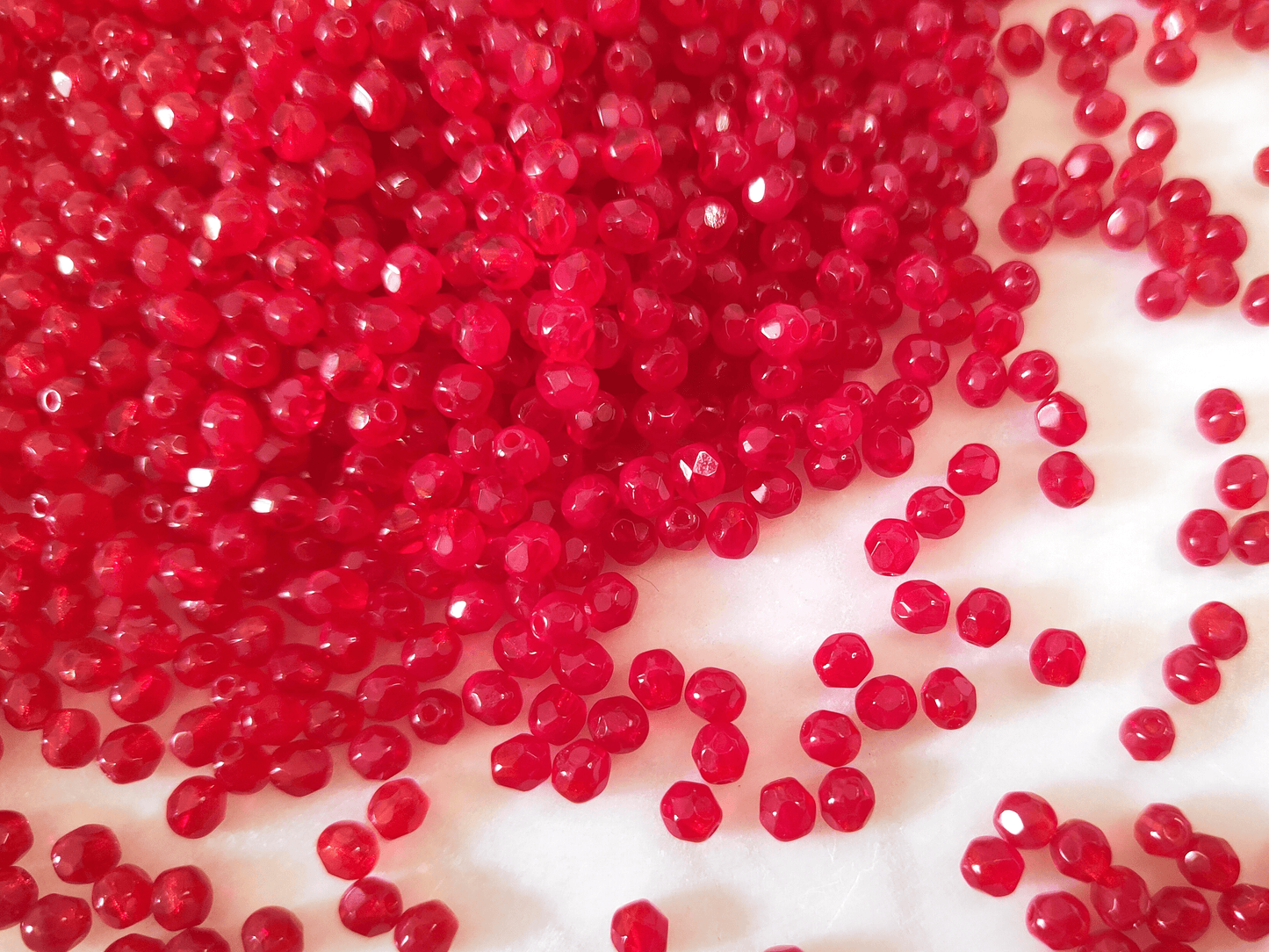 4mm fire-polished beads - tomato red