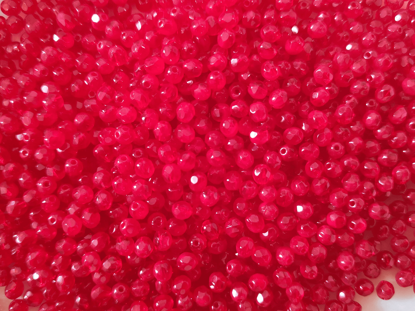 4mm fire-polished beads - tomato red