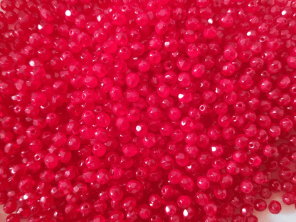 4mm fire-polished beads - tomato red