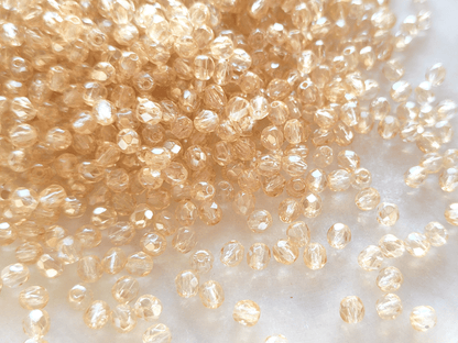 4mm fire-polished beads - pastel beige