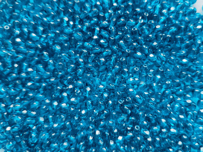 4mm Glasschliffperlen - dunkles Karibikblau